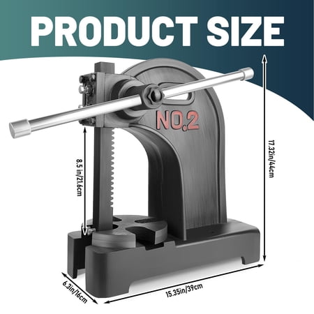 Arbor Press Machine 2 Ton Manual Desktop Arbor Press with Reversible Ram & Ergonomic Ratchet Lever Heavy Duty Cast Iron Press for Straightening Bending DIY Studio
