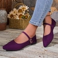 thumbnail image 4 of Hinvhai Pointed Toe Flats Suede Ballet Flat Shoes for Women Comfortable with Adjustable Strap Dressy Casual Flats for Work office Purple 9.5(43), 4 of 7