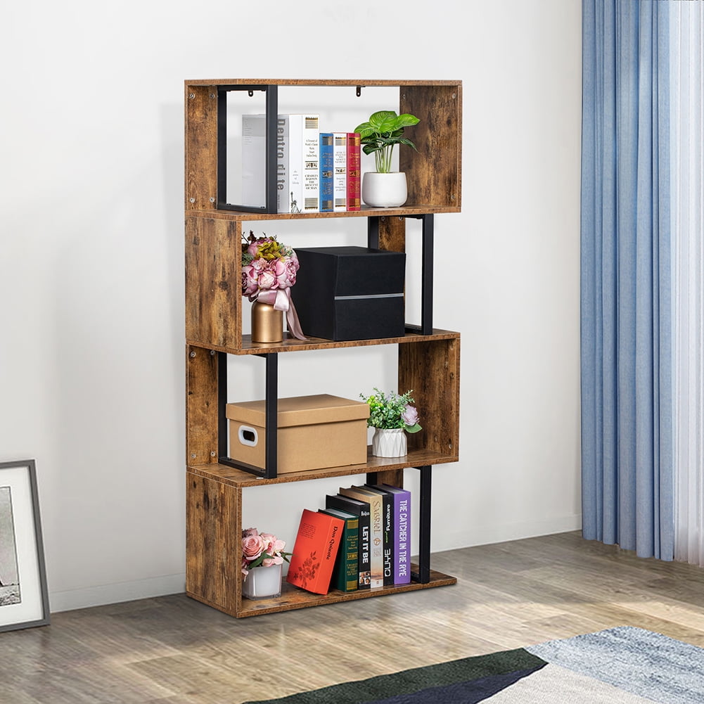 Private Jungle 4-Tier Bookcase and Bookshelf Display Shelf, S-Shaped Z-Shelf Bookshelves, Storage Shelving Private Jungle 4-Tier Bookcase and Bookshelf Display Shelf, S-Shaped Z-Shelf Bookshelves, Storage Shelving