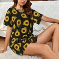 thumbnail image 4 of Wukai Sunflowers Print Women's Pajama Set - Short-Sleeve Top and Shorts with Elastic Waistband and Pockets for Loungewear, Yoga, and Casual Wear-4X-Large, 4 of 8