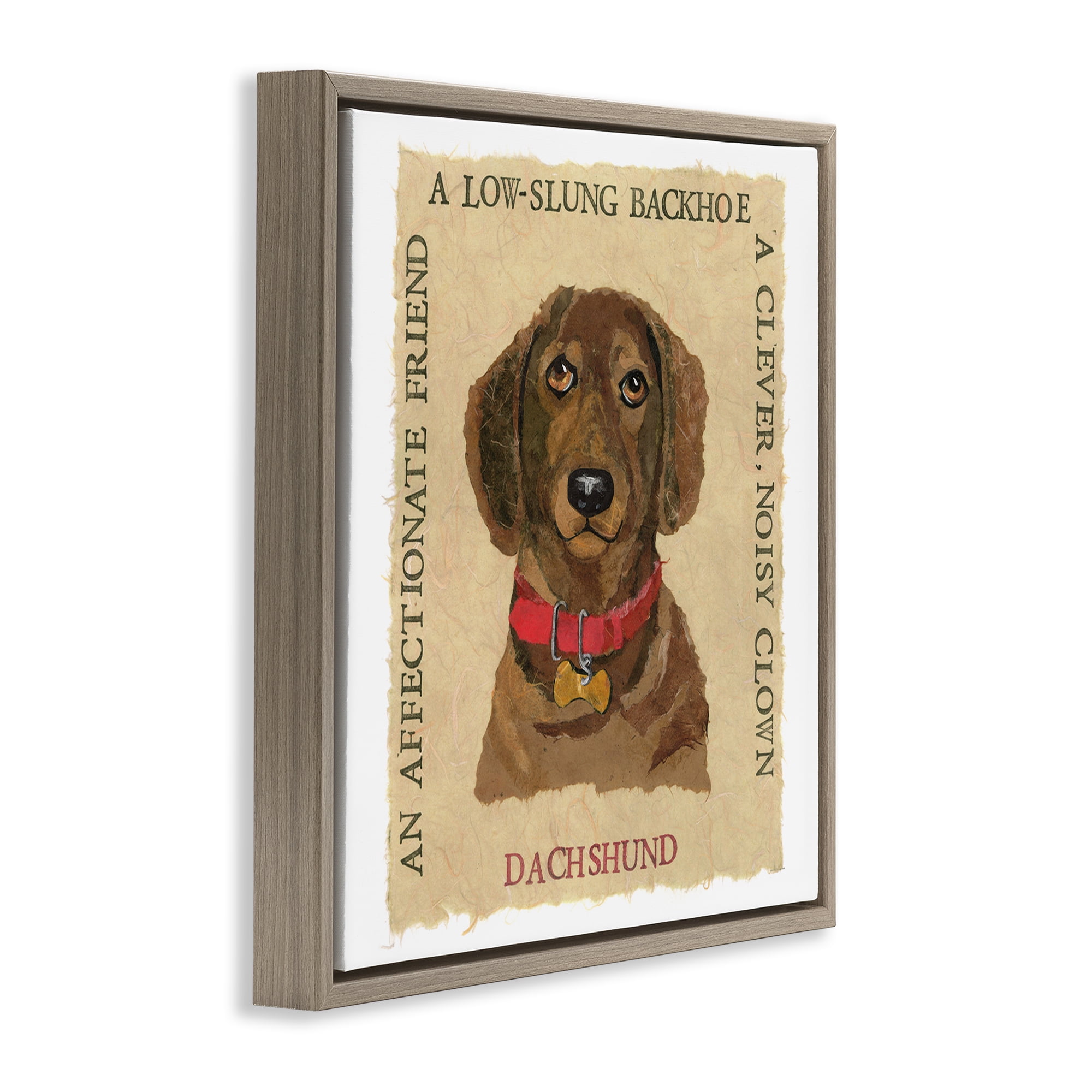 Stupell Industries Fun Dachshund Pet Phrases Animals Painting Brown Floater Framed Canvas Art Print Wall Art, 18 x 18
