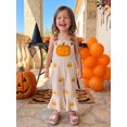 thumbnail image 5 of RUINIXCW Toddler Baby Girl Halloween Outfit Romper Overalls Infant Baby Girl Fall Winter Clothes Ghost Pumpkin Sleeveless Ribbed Bell Bottom Jumpsuit Overalls, 5 of 9