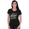 thumbnail image 4 of Funny Need a Weekend to Recover Joke Womens Fitted Plus Size Graphic Tee Brisco Brands 2X, 4 of 5