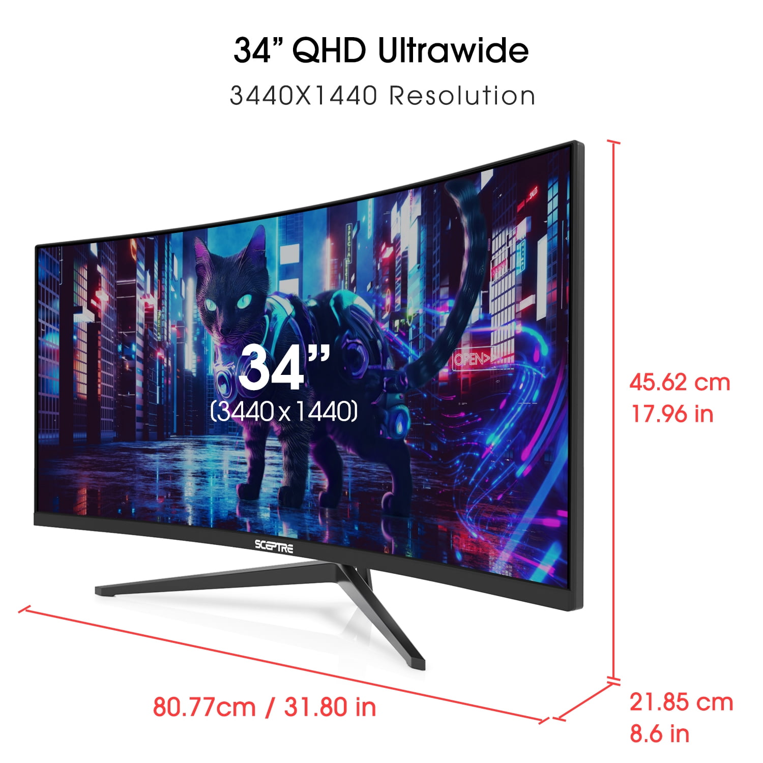 Sceptre New 34-inch Curved Gaming Monitor 3440 x 1440 180Hz DP HDMI Build-in Speakers 2026