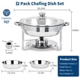 thumbnail image 4 of Commercial 5QT Round Chafing Dish Set of 2, Stainless Steel Chafing Dish Buffet Set with Glass Lids and Food & Water Pan, Chafers and Buffet Warmer Sets for Weddings Parties, 4 of 9