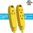 thumbnail image 6 of SUMMIT - 6 Feet 3 Outlet Extension Cord with Flat Plug - Triple Extension Wire Grounded Multi Outlet for Indoor Use, UL Listed 16/3 SPT-3, 13 Amp - 125V - 1625 Watts, 2 Pack, Yellow, 6 of 13