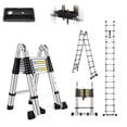 thumbnail image 1 of BOWEITI 16.5FT Multi-Purpose A-Frame Telescoping Extension Aluminum Ladder with Wheels and Tool Tray 330lb Capacity, 1 of 9