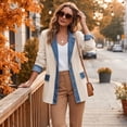 thumbnail image 6 of Hsovts Denim Patchwork Jackets for Women Patchwork Winter Fall Collared Jackets Corduroy Button Down Denim Cuffs Long Sleeve Lightweight Stylish Cardigan White XL, 6 of 7