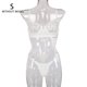 thumbnail image 1 of Conjunto de ropa interior sexy para mujer, pestañas de malla, sujetador de encaje, ropa interior, regalo, blanco, S sidaley XX000055-02, 1 of 7