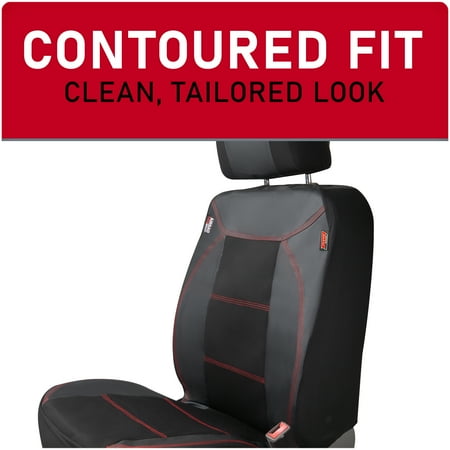 Genuine Dickies 2-Piece Black-Red Durasport Vegan Leather Universal Truck Seat Covers, 43634WDI