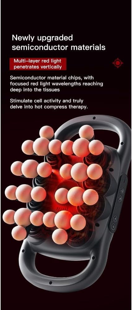 16-Head Percussion Massager with 9 Attachments - Cordless, Adjustable Speed Deep Muscle Massage Gun for Body Relaxation in Dark Grey