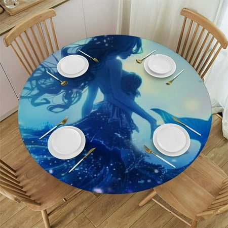 

BCIIG Mermaid Water Fantasy Art Round Table Cover Stain Resistant Washable Indoor Outdoor Tablecloth Kitchen Dining Wedding Parties Picnic Camping 100% Polyester Fiber 46 -50