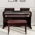 thumbnail image 3 of Costway Solid Wood PU Leather Piano Bench Padded Double Duet Keyboard Seat Storage Brown, 3 of 9