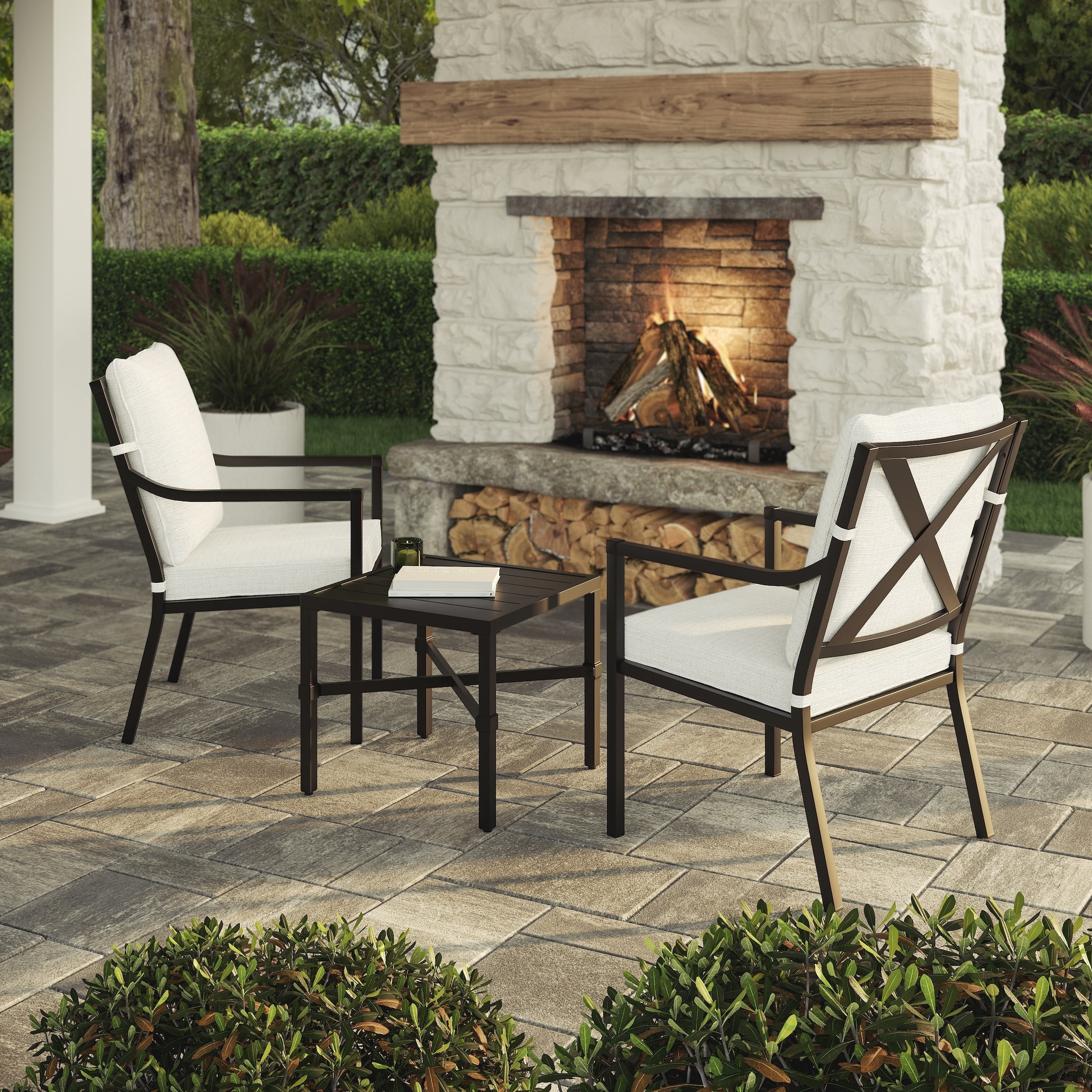 My Texas House Cambria Outdoor Steel End Table, Black