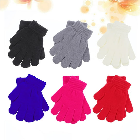 Clispeed 6Pairs Durable Winter Warm Gloves Assorted Color Easy to Wear for Cold Weather