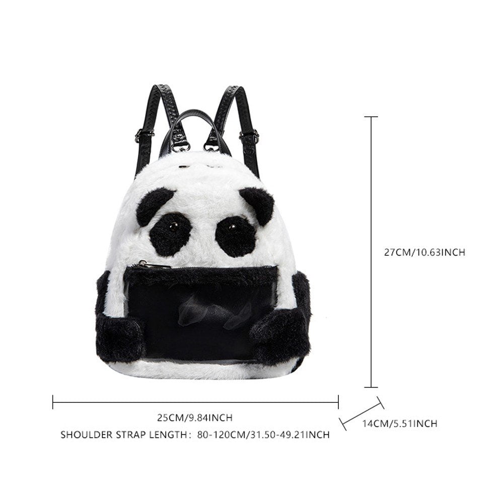 Slccxzc Panda Ita Bag, Mini Plush Backpack with Pin Display Window