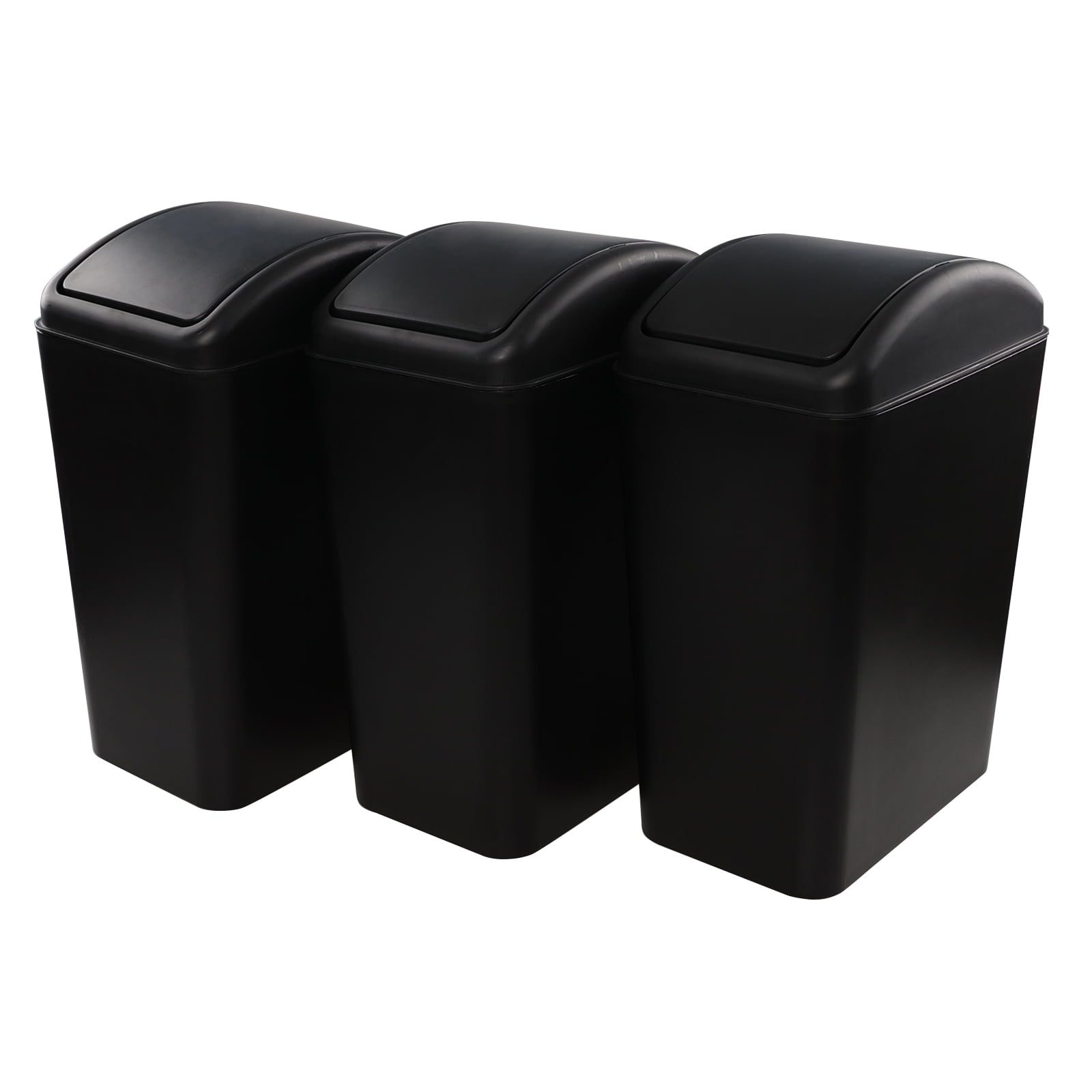 Vababa 3Pack 4.5 Gallon Plastic SwingTop Garbage Can, Black Trash Can