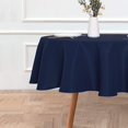 thumbnail image 2 of LAICAIW Nappe Ronde - 60 Pouces - Résistante à l'Eau, Anti-Déversement, Lavable, Nappe en Polyester, Tissu Décoratif, Housse de Table pour Table à Manger, Buffets, Fêtes et Camping, Bleu Marine, 2 of 7