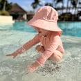 thumbnail image 4 of JAN & JUL Girls' Quick Dry Sun-Hat with Neck Flap for Swimming, Size Adjustable for Babies (Pink Prairie, S: 0-6 Months), 4 of 7