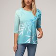 thumbnail image 5 of Womens 2025 Fall 3/4 Sleeve Crew Neck Blouse Fashion Print Casual Loose Fit Shirt Top, 5 of 6