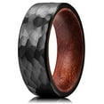 thumbnail image 7 of Wedding Ring For Men or Women 8mm Black Hammered Tungsten Wedding Band Wood, 7 of 7