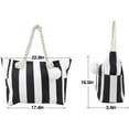 thumbnail image 5 of Extra Large Beach Bags Totes Women Waterproof Sandproof Big Tote Bag Zipper Inner Pockets Rope Handle Canvas with Zip Closure Swim Pool Gym Picnic Travel Weekend Accessorie Striped Black Handbag Gifts, 5 of 6