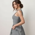 thumbnail image 4 of Women's High Neck Sleeveless Activewear Romper with Flowy Skirt Overlay and Built-In Shorts - Large, Gray, 4 of 7
