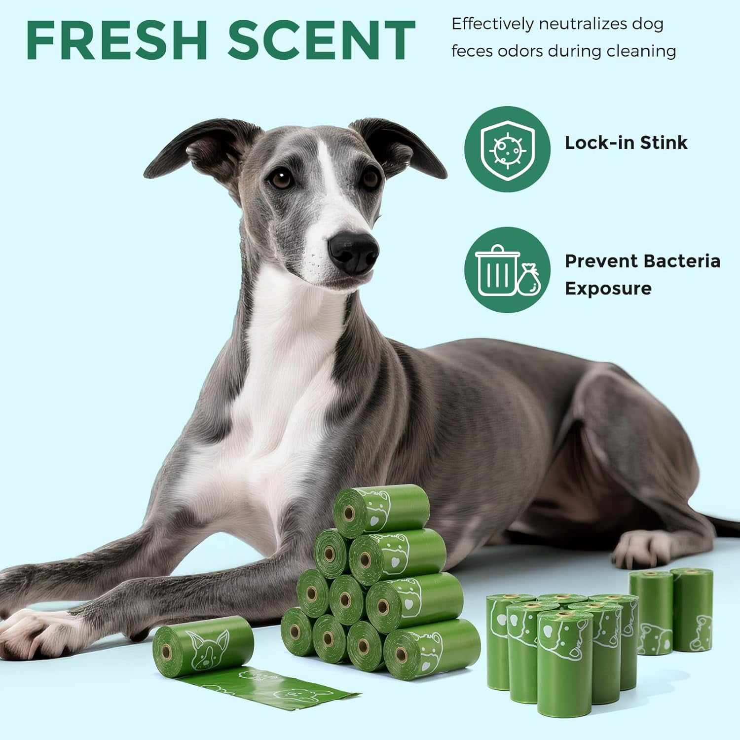 Scented Dog Poop Bags,Leak Proof Pet Waste Bags for Dog Walking,Extra Thick and Large Cat Litter Bags for Poop,30 Refill Rolls,600 Bags,9x13",Green