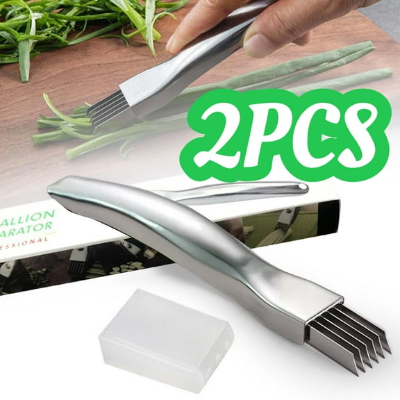 2Pcs Shred Silk The Knife, 2025 New Upgrade Stainless Steel Chopped Green Onion Knife, Kitchen Vegetable Cutter Sharp Scallion Shredding Cutter Shred Knife