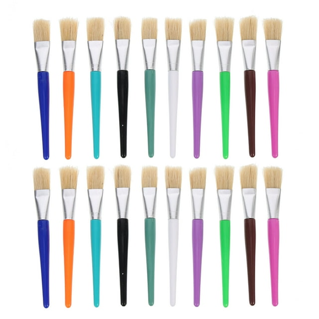 KAKOWELY Colorful Paint Brush for Kids with Comfortable Plastic Handle Assorted Colors 20 Pieces,6.1"X0.79"X0.59"