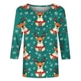thumbnail image 5 of Byworldtasic Christmas Shirts for Women Plus Size Funny Printed 3/4 Sleeve Tops Round Neck Pullover Blouses S-5XL, 5 of 5