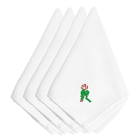 Christmas Candy Cane Embroidered Napkins Set of 4
