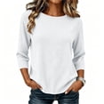 thumbnail image 3 of cocolona Womens Solid Color 3/4 Sleeve Tops Crew Neck Basic Loose Shirt Dressy Casual Outfits Blouses, 3 of 6