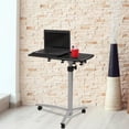 thumbnail image 2 of FCH 25.2 Inch Rolling Adjustable Multifunctional Lifting Computer Desk, Tilting Desktop, Sit Stand Laptop Desk TV Tray for Bed Sofa Hospital Reading Eating, Black, 2 of 18