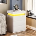 thumbnail image 6 of MONVANE Modern LED Nightstand with 3 Drawers , White Nightstand Bedside Table Storage with Drawer Charging Station for Bedroom, 6 of 11