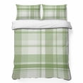 thumbnail image 2 of 3 Pieces Queen Quilt Set,Minimalist Light Green Plaid Soft Bedding Sets with 1 Quilt & 2 Pillow Shams,Neutral Tartan Checkered Summer Bedspread Lightweight Coverlet Comforter for All Season, 2 of 9