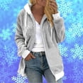 thumbnail image 1 of Veste Mode Femme Mode Chandail à Fermeture Éclair Col en V Manches Longues Blouse à Capuche Chandail en Molleton Veste Femme en Liquidation, 1 of 1
