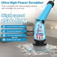 thumbnail image 3 of Amiluo Electric Spin Scrubber, 1500 RPM Cordless Bathroom Cleaning Brush with 4000 mAh Large Battery, 8 Replaceable Heads, Extension Handle & Display, Power Scrubber for Shower/Floor/Tub, 3 of 9