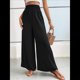 thumbnail image 5 of Pantalones Palazzo de para Mujer, de Pierna , Estilo Bohemio, de Cintura Alta, Informales, para Estar en Casa, para Vacaciones en la Playa. Negro S, 5 of 10