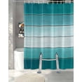 thumbnail image 3 of Split Shower Curtain for Transfer Bench, Teal Turquoise Fabric Shower Curtains for Bathroom, Farmhouse Abstract Gradient Wooden Plank Tub Sliding Transfer Bench Waterproof Bath Curtains 72"x78", 3 of 9