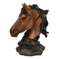 thumbnail image 6 of Wild and Free Brown Stallion Equine Horse Bust On Rocky Pillar Base Figurine, 6 of 9