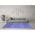 thumbnail image 3 of Ahgly Company Machine Washable Indoor Square Abstract Blue Modern Area Rugs, 8' Square, 3 of 4