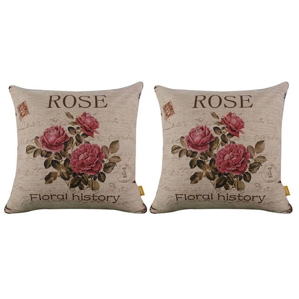 2X Vintage Floral / Flor de de Almohada Decorativa de Cojín Sofá Casero (3 Rosas)
