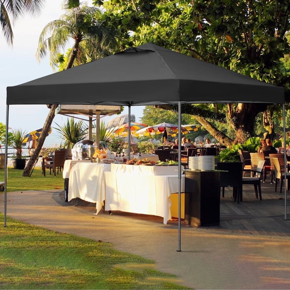 Ainfox 10x10 ft Pop Up Canopy Tent with 4 Weighted Bags, Instant Outdoor Shade Shelter with Portable Carrying Bag, Waterproof UV Protection Gazebo for Events, Parties and Beach,Black