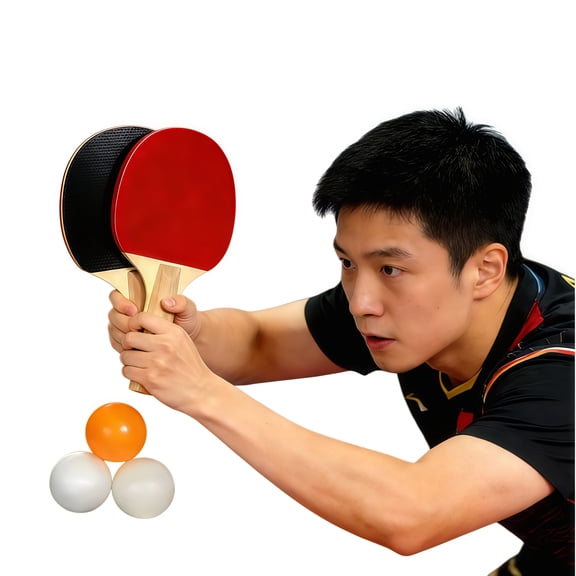 GIXUSIL Premium Table Tennis Set with 2 Ergonomic Plywood Paddles - Professional Kit for Family Fun & Training, Includes 3 Balls.