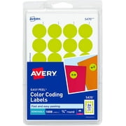 Round Color-Coding Labels 3/4 in, Neon Yellow, 1008/Pack - AVE05470