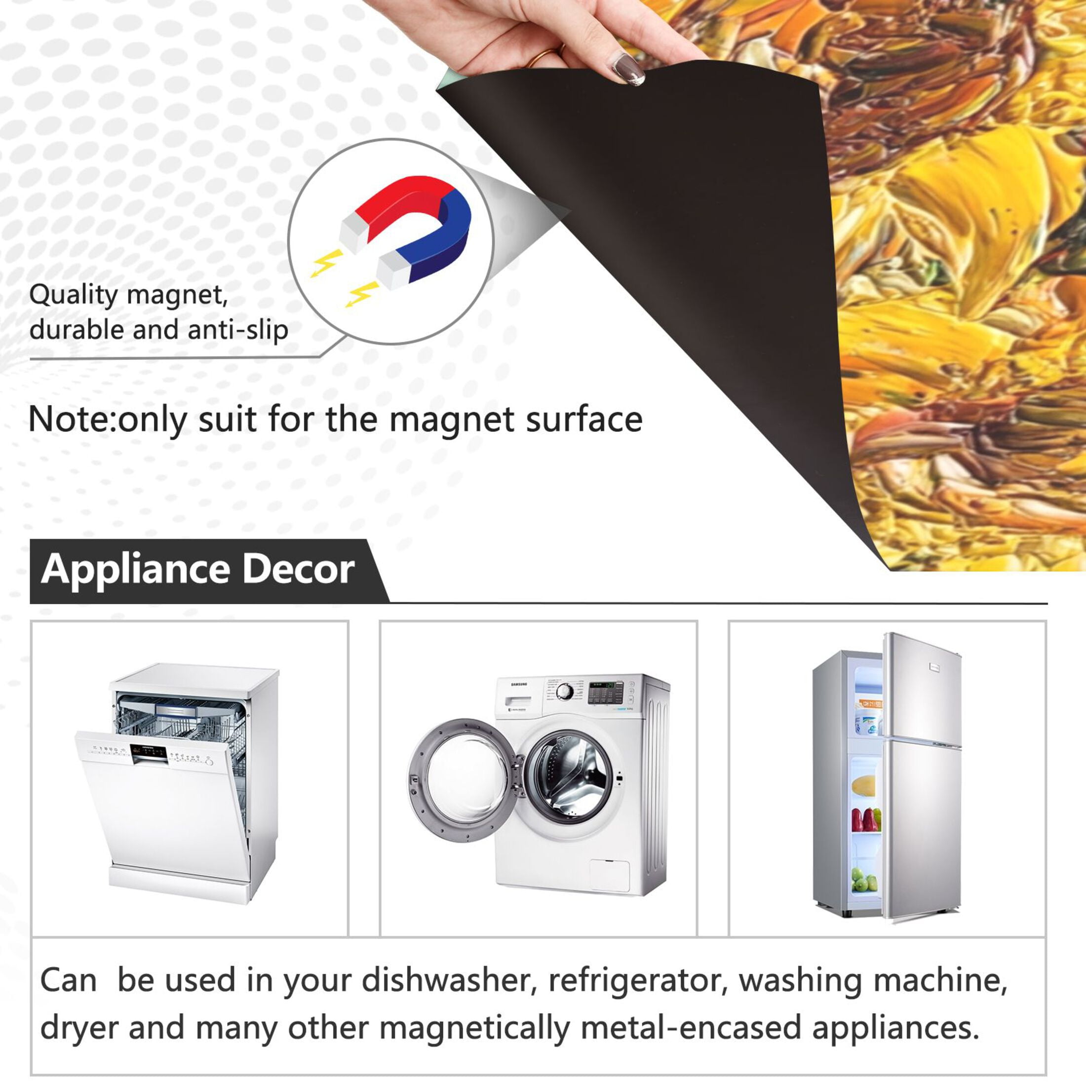 Dishwasher Magnetic Sticker 23x26 Inch Refrigerator Magnetic Sticker Washing Machine Magnetic Sticker Kitchen Panel Magnetic Sticker Home Decor Cute Sunflower Cat