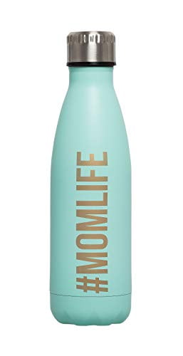 Pearhead #Momlife Stainless Steel Water Bottle, BPA Free Motherâ€™s Day Keepsake for New Momâ€™s and Expecting Moms, Travel Bottle, Teal, 17oz