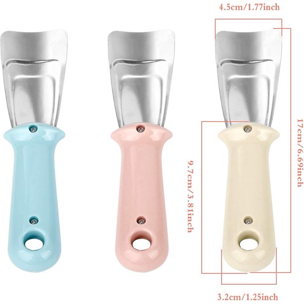 Raspador de hielo, pala de congelador de cocina Pala de congelador de acero inoxidable Herramienta de pala de descongelación para limpieza de hielo de refrigerador 3 piezas Banban ZefeiWu 8390611545338