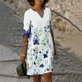 thumbnail image 1 of Robe d'Été pour Femmes 2024 Mode Grande Taille Décontractée Ample Coton Lin Manches Courtes Col Rond Robe Manches Courtes Col Rond Robe 50 % de Réduction!, 1 of 5